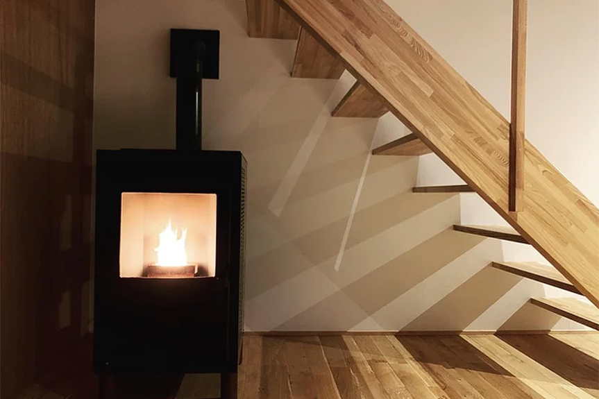 Pellet stove in midwinter